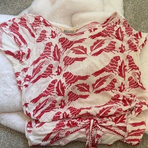 Red and White Women's Top